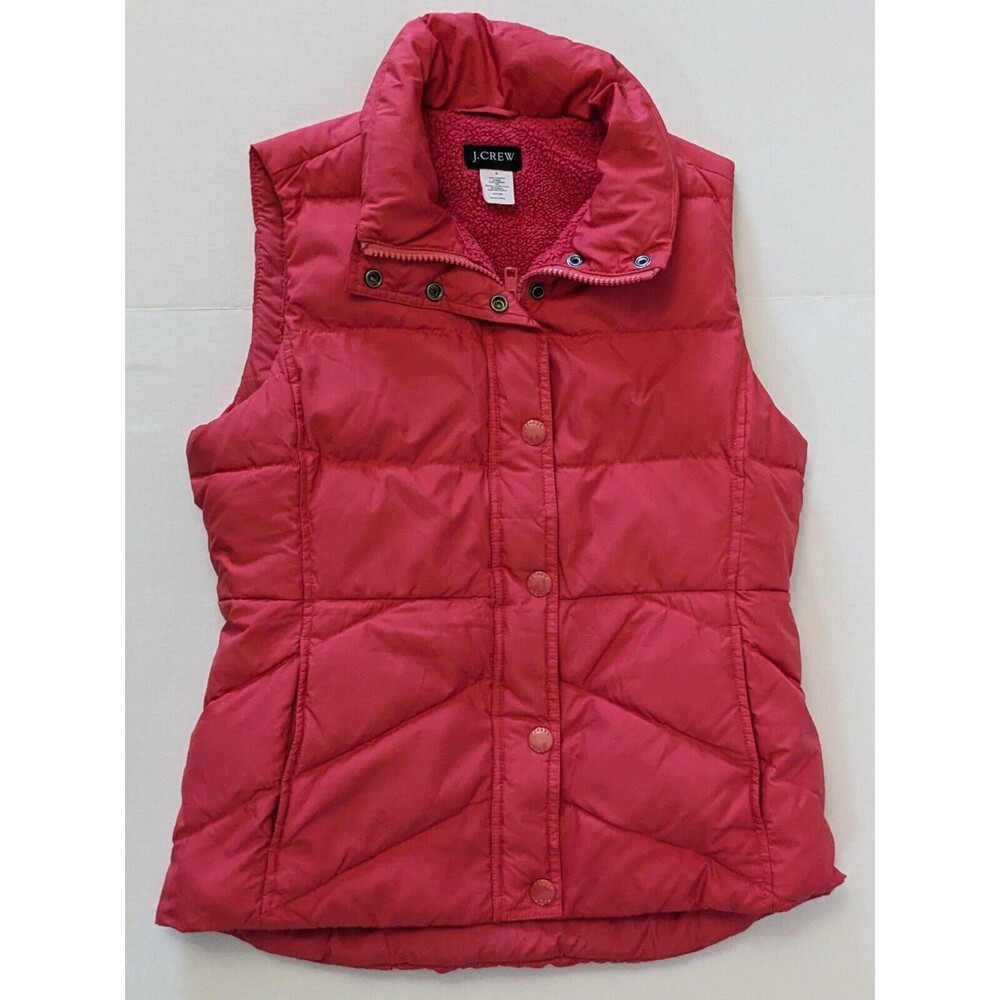 J Crew Full Zip Insulated Down Puffer Vest, Pink, Women Size S down fill